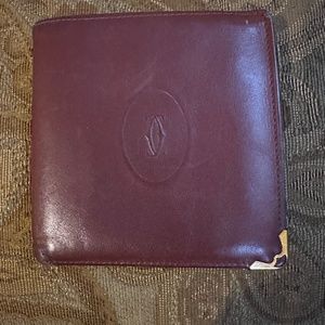 Cartier Wallet Purse Bifold Mastline Red Gold Unisex